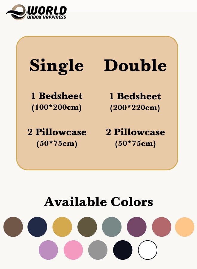 Eworld 3 Piece Luxury Cream Striped Bed Sheet Set with 1 Deep Pocket Fitted Sheet and 2 Pillowcases for Hotel and Home Crafted from Ultra Soft and Breathable Microfiber for Year-Round Comfort, (Single/Double) - Image 2